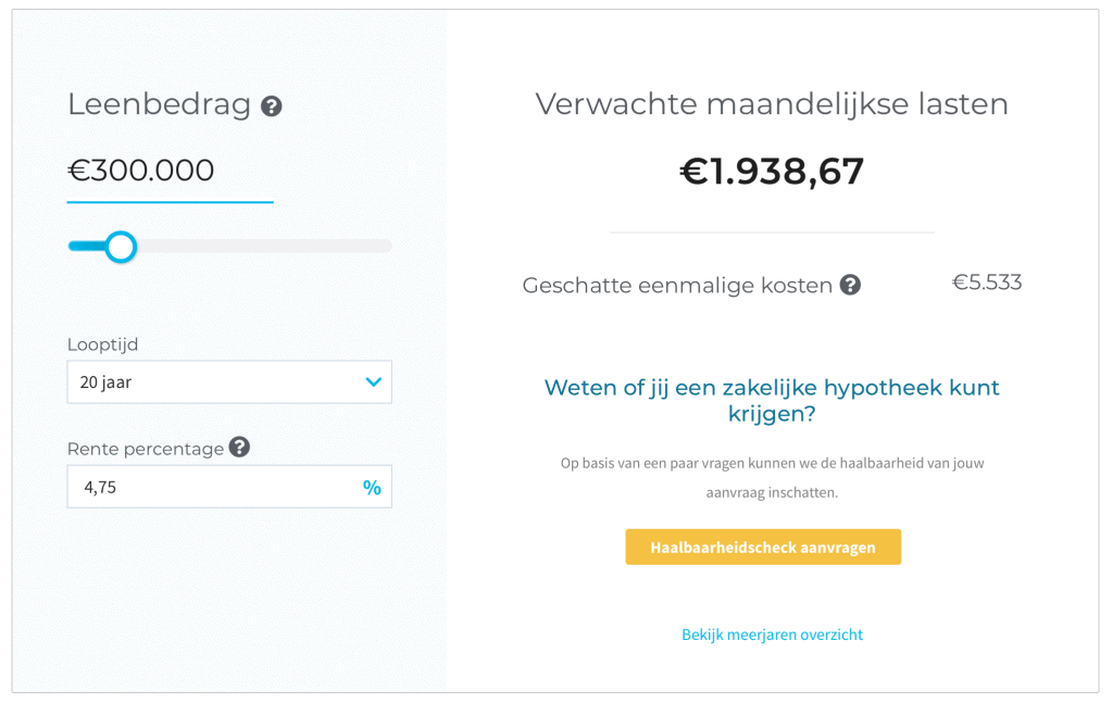 bedrijfs hypotheek berekenen